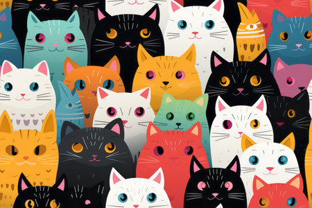 a large group of cats with different colored eyesの素材