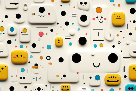 a colorful background with a lot of different shapes and facesの素材