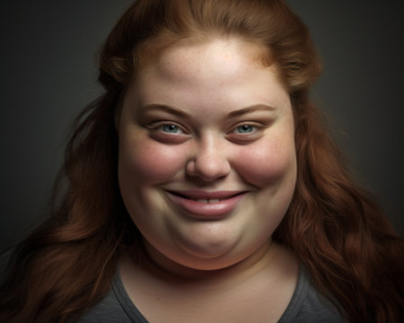 a close up of a woman with red hair and blue eyesの素材