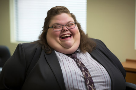 a fat man wearing a suit and tieの素材