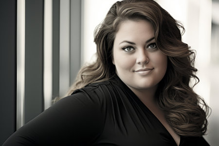 a woman in a black dress posing for the cameraの素材