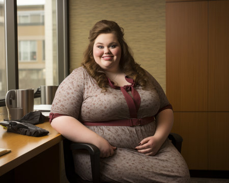 a woman sitting on a chairの素材