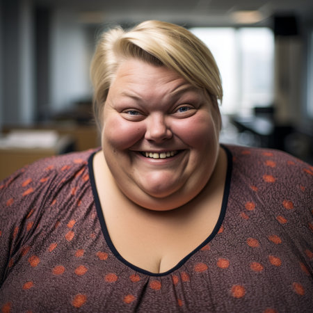a woman with a big smile on her faceの素材