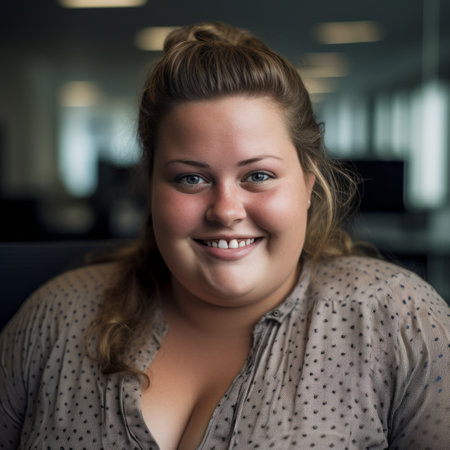 a woman with a big smile on her faceの素材