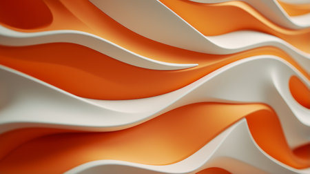 3d rendering of an orange and white wavy wallの素材