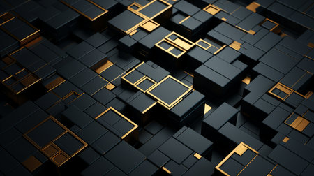 3d black and gold abstract backgroundの素材