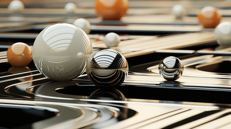 a close up of a bunch of balls on a tableの素材