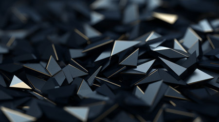 a black and gold background with lots of trianglesの素材