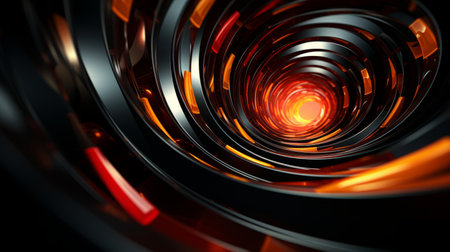 an abstract image of a black and orange spiralの素材