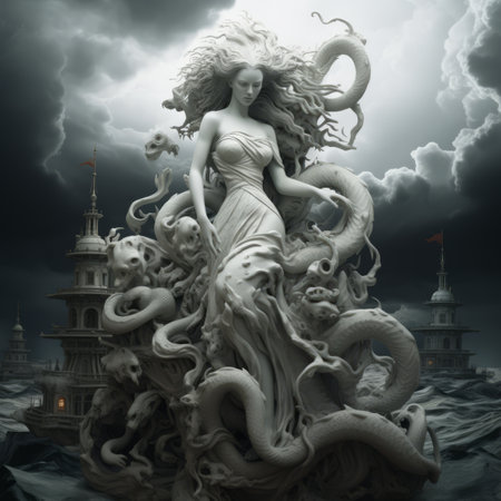 a statue of a woman surrounded by tentaclesの素材