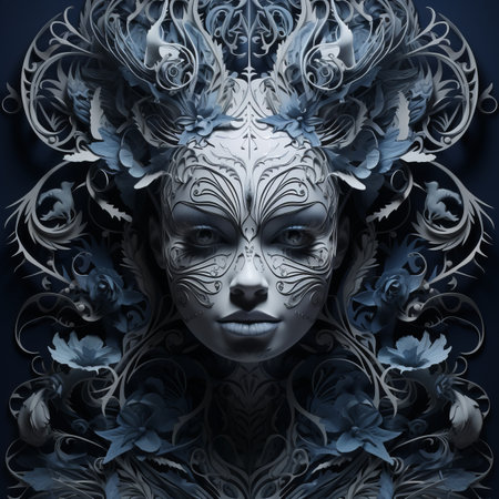 a womans face is surrounded by ornate designsの素材