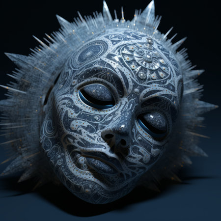 an artistic image of a mask with spikes on itの素材