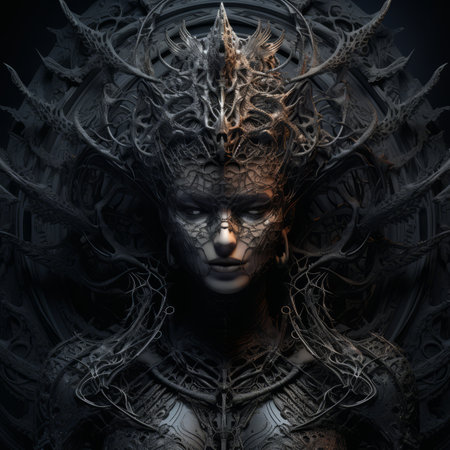 an image of a woman with horns on her headの素材