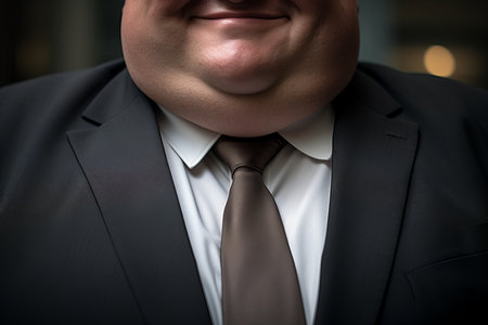 a fat man wearing a suit and tieの素材