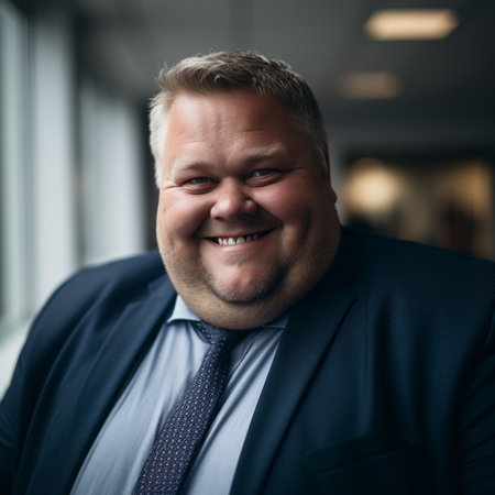 a man in a suit and tie smiles for the cameraの素材