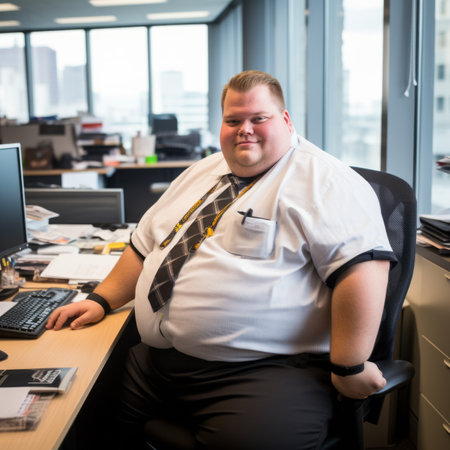 a man sitting at a deskの素材
