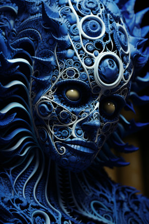 an artistic image of a womans face with blue eyesの素材