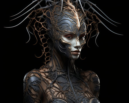 an image of a woman with an intricate headpieceの素材