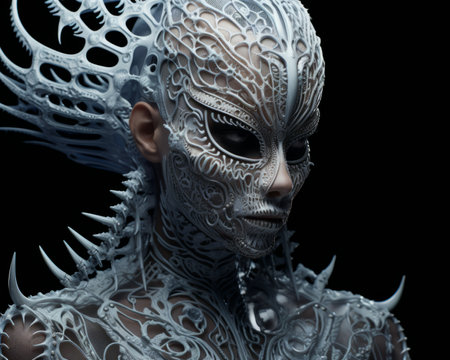 an image of a woman with a face made of metalの素材