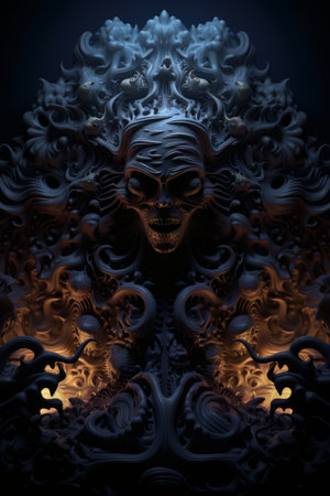 the skull is surrounded by an intricate designの素材