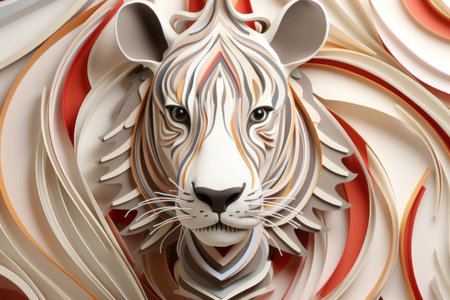 a paper cut out of a tigers headの素材