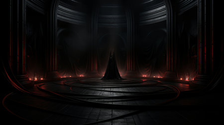 an image of a dark room with red lightsの素材