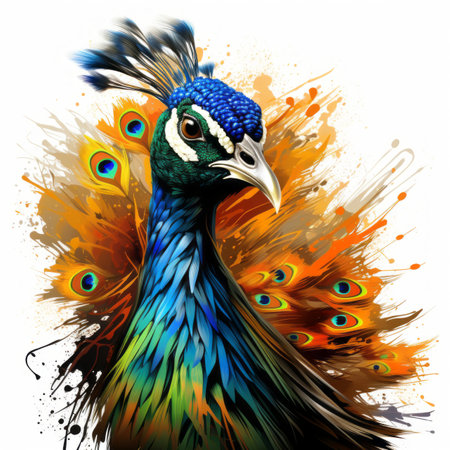 a painting of a peacock with colorful feathersの素材
