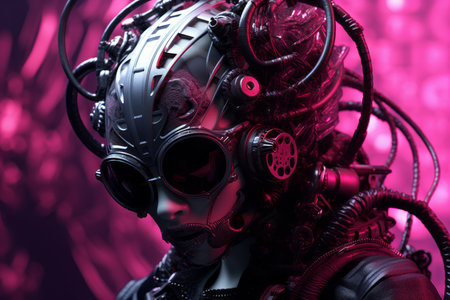 a woman in a futuristic suit with a helmet and gogglesの素材