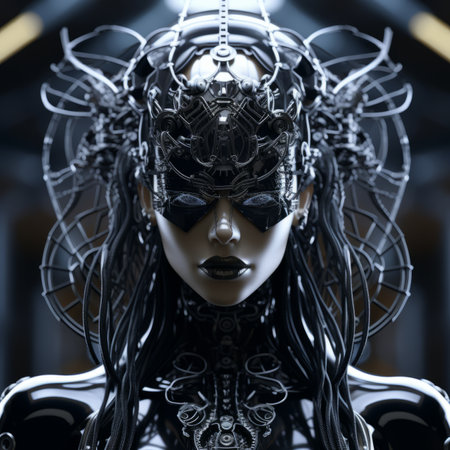 a woman in a futuristic outfit with a headpieceの素材