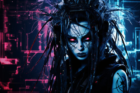 a woman with dreadlocks and glowing eyesの素材