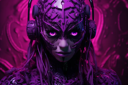 a woman with purple eyes and purple hairの素材
