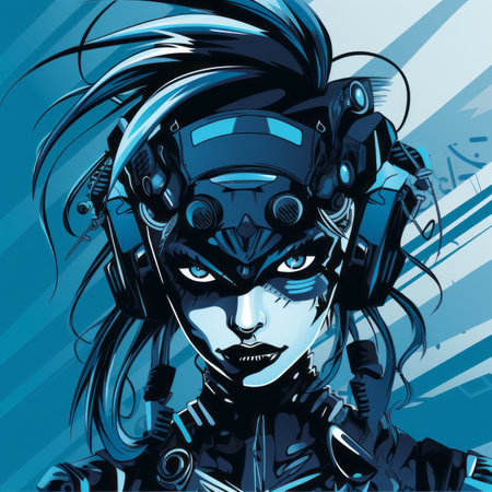 an illustration of a woman in a cyberpunk styleの素材