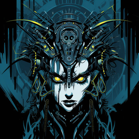 an illustration of a woman with glowing eyesの素材