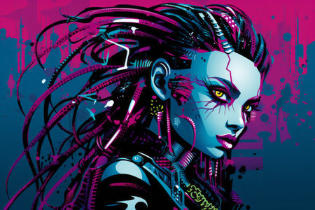 an illustration of a woman with dreadlocksの素材