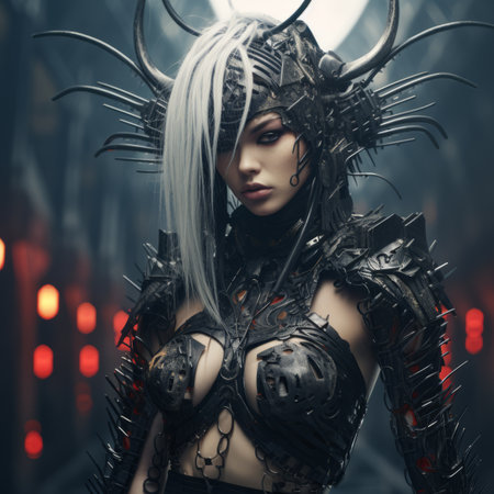 an image of a woman in a futuristic costumeの素材