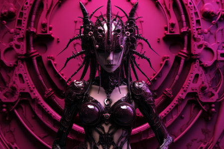 an image of a woman with a headdress on a pink backgroundの素材