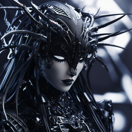 an image of a woman in black and silverの素材