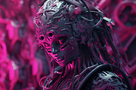 an image of a woman with a headpiece and a pink backgroundの素材