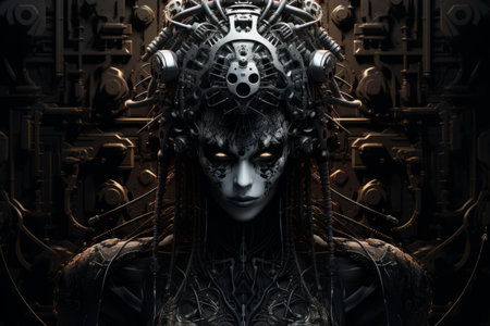 an image of a woman with a headdress on her headの素材