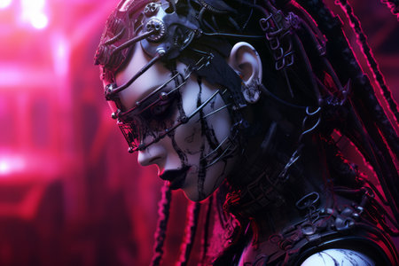 an image of a woman with dreadlocks and chainsの素材
