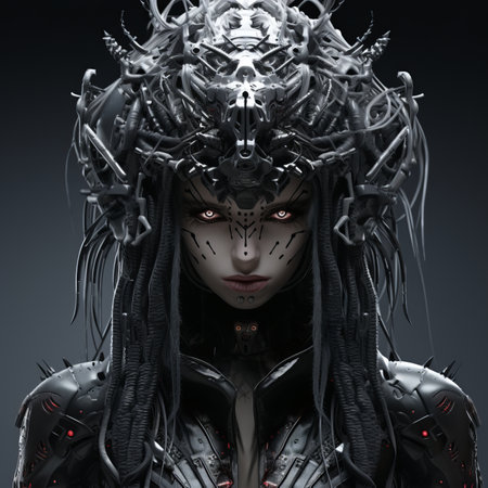 an image of a woman with a headpiece on her headの素材