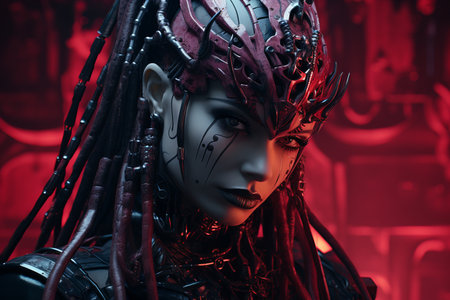 an image of a woman with dreadlocks and red hairの素材