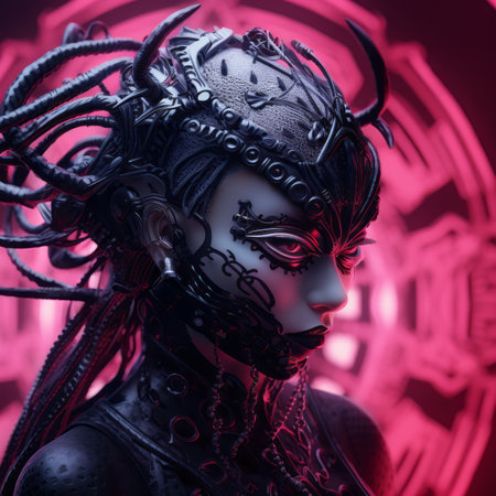 an image of a woman with a head full of tentaclesの素材