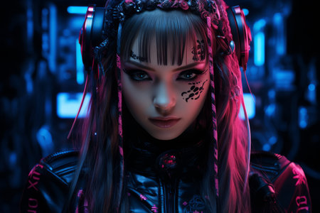 an image of a woman with headphones onの素材