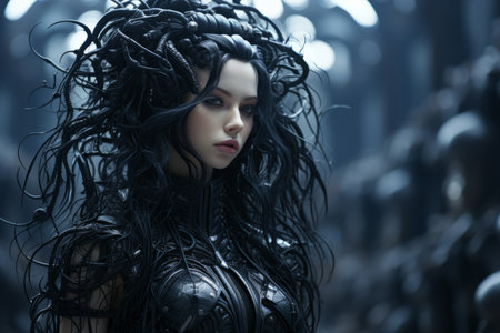 an image of a woman with long black hairの素材
