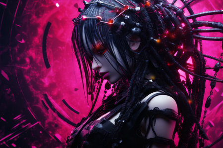 an image of a woman with long black hairの素材