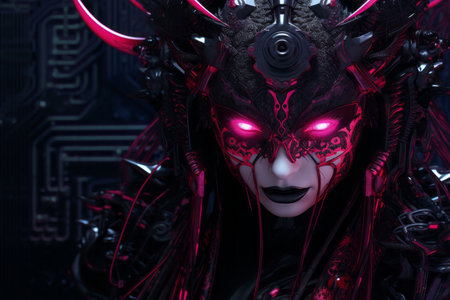 an image of a woman with horns on her headの素材