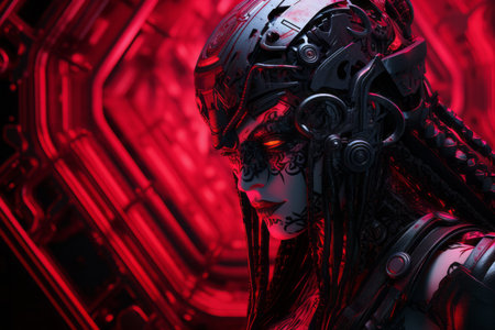an image of a woman with red eyesの素材