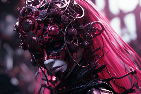 an image of a woman with pink hairの素材