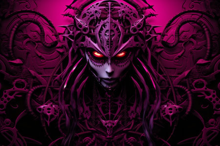 an image of a woman with purple eyes and a dark purple backgroundの素材